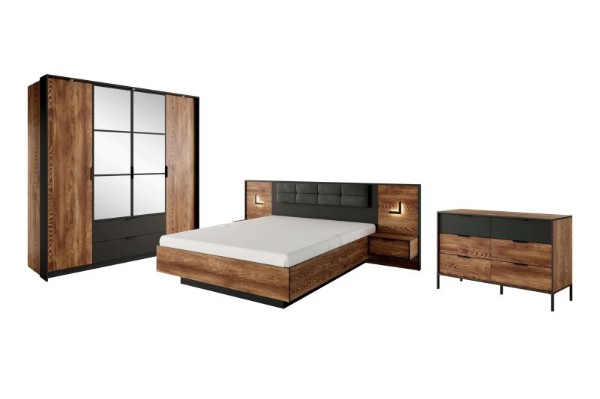 Picture of Brixton Natural Wood Bedroom Set –  Floating Nightstands