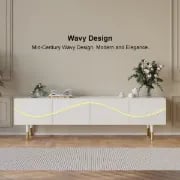 صورة أوريك – وحدة تلفزيون كلاسيكية من الخشب الطبيعي بـ 4 أدراج ورفوف مفتوحة