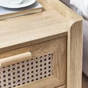 Alara – Natural Wood & Rattan 2-Drawer Bedside Table