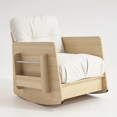 Picture of Vai Rocking Chair – Natural Wood with Side Storage