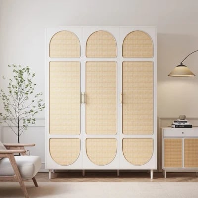 صورة دولاب خشب طبيعي مع راتان - مارمو