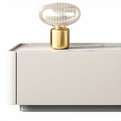 صورة وِحدة تلفزيون نِيڤا – خَشَب طبيعي بتصميم بسيط وأدراج تُغلق بسلاسة