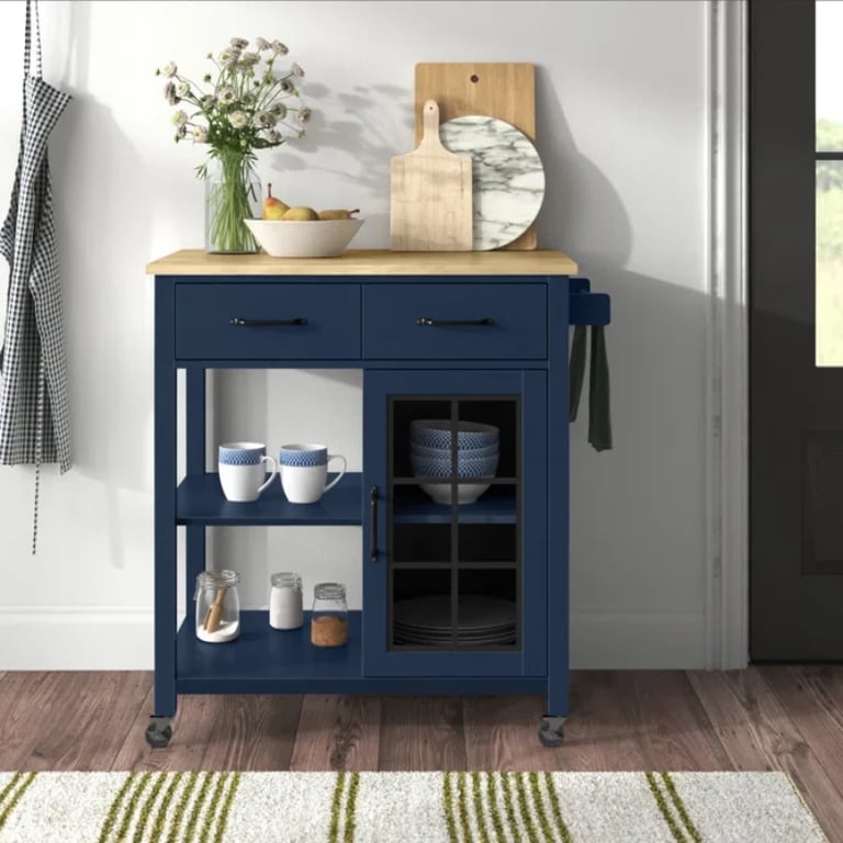 Plippi Wood Rolling Kitchen Cart