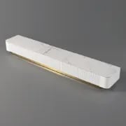 صورة مارلو - وحدة تلفزيون خشب طبيعي بقاعدة ذهبية وأدراج تخزين