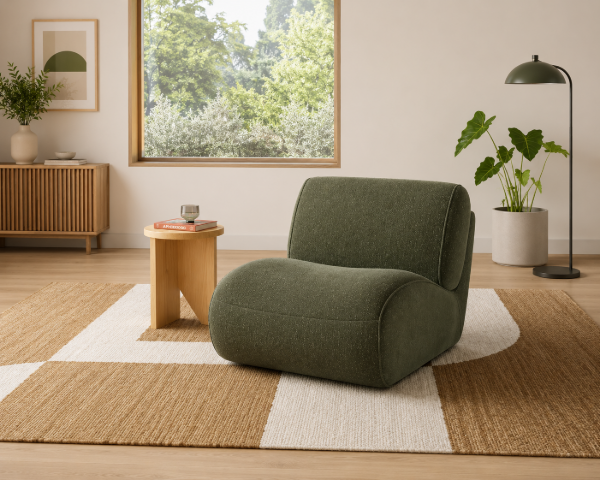 Fleuron Curved Accent Chair - Natural Wood.