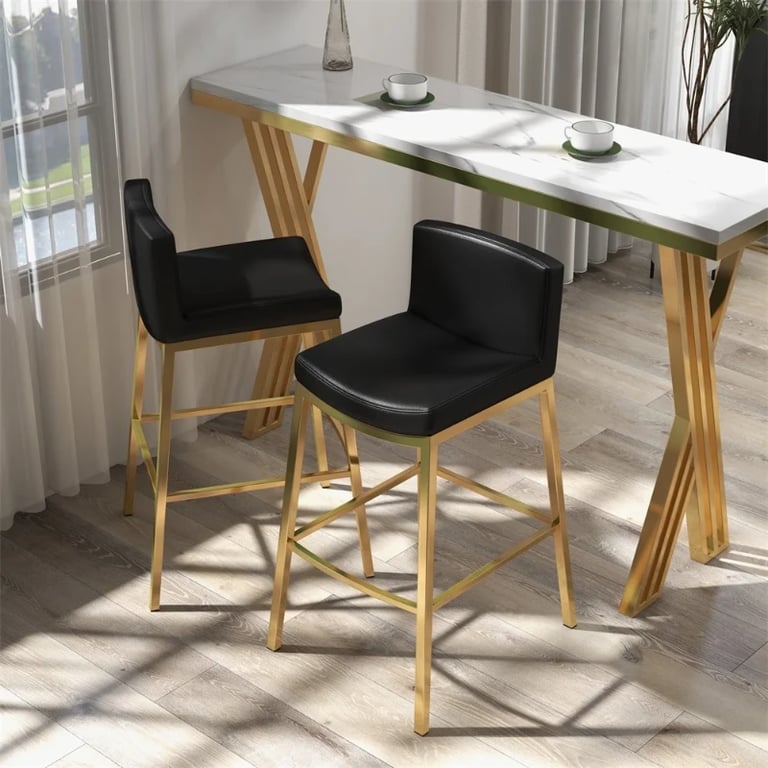 صورة كرسي بار أڤيلين – هيكل معدني ذهبي مع مقعد ومسند ظهر مبطن