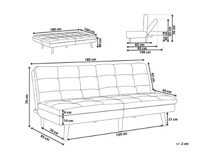 Eldin – Modern Convertible Sofa with Natural Wood Frame