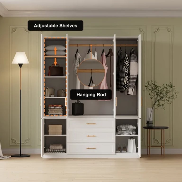 Picture of Lolly elegant wardrobe with shelves and drawers