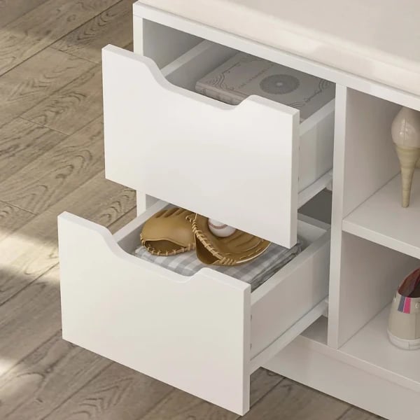 Picture of TOLA White Shoe Bench With Storage unit