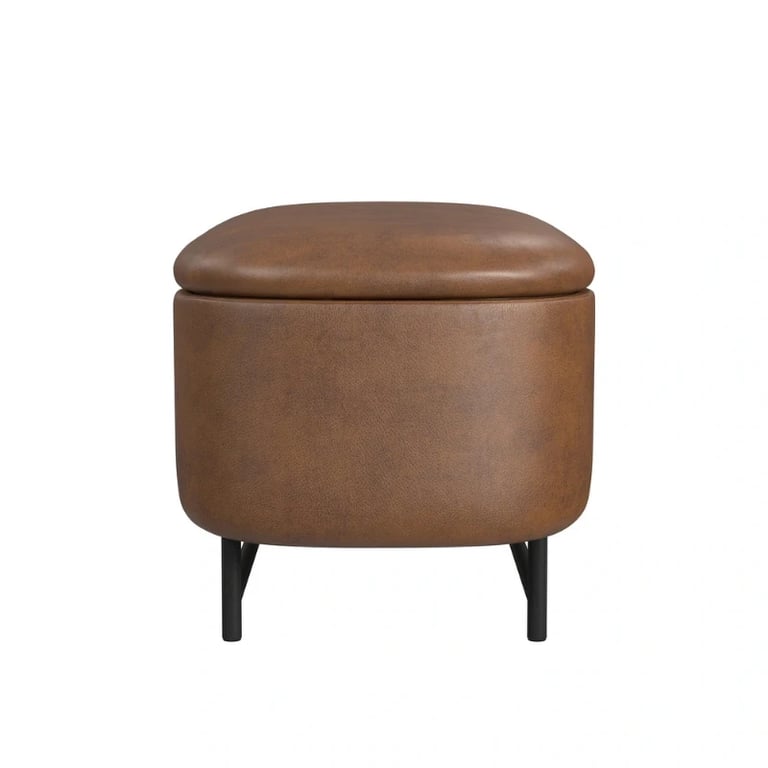 صورة إليبس – مقعد تخزين بتصميم دائري وقاعدة معدنية من الخشب الطبيعي