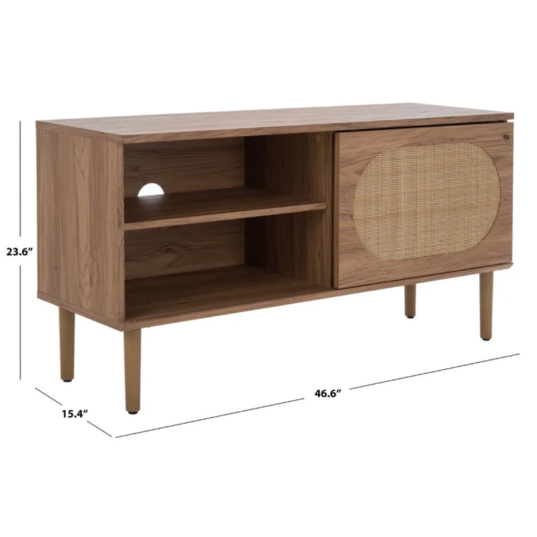 صورة أوفالو وحدة تلفزيون بأبواب منسوجة – خشب طبيعي