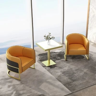 Picture of Zayra Accent Chair –  Leather with Gold Metal Base