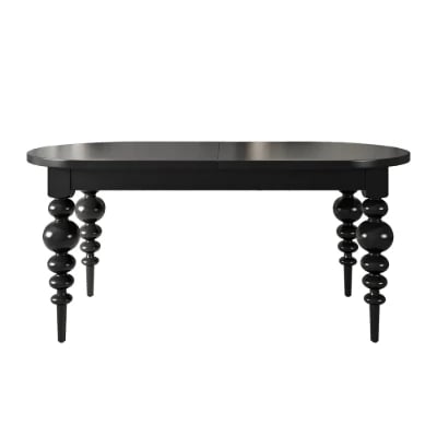Picture of Elegant Black Oval Dining Table with Sculpted Legs