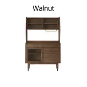 Prosy Kitchen Cabinet – Natural Wood with Glass Doors and Gold Handles