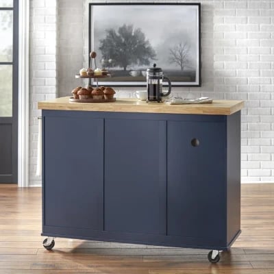 Moulden Small Kitchen Island with Wheels - Natural Wood
