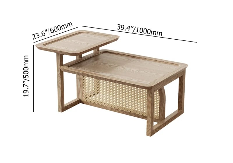 صورة طاولة القهوة كانورا من الراتان وخشب طبيعي – لمسة بوهيمية بسيطة
