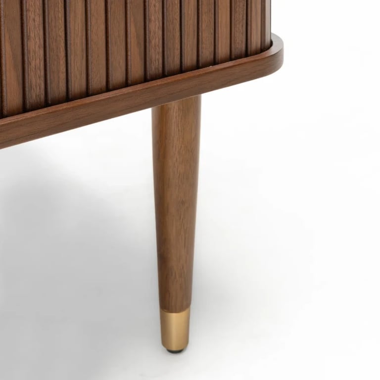 Modern TV Unit with Slatted Front – Natural Wood