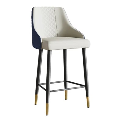 Élégance Bar Stool – Quilted Back with Gold Accents - Natural wood