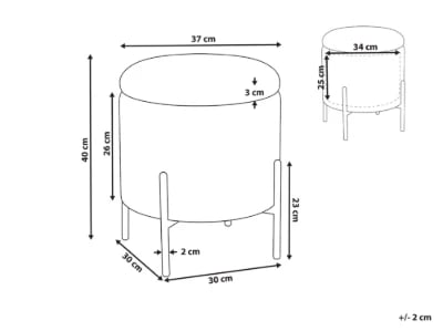 Ventro - Round Velvet Stool with Metal Legs