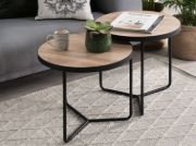 Picture of Alice Nesting Coffee Tables – Natural Wood & Metal Set of 3