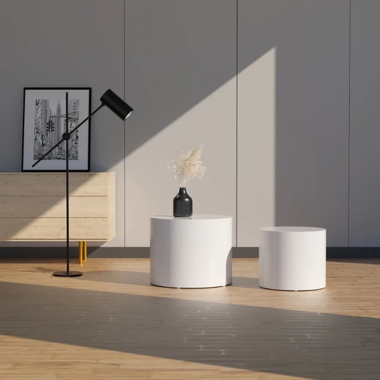 صورة آڤارا  طاولات متداخلة دائرية من الخشب الطبيعي