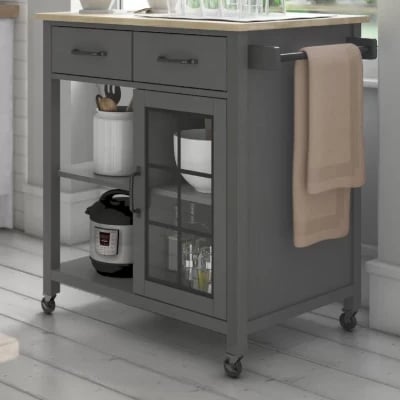 Plippi Wood Rolling Kitchen Cart