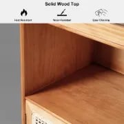 Lezaro Natural Wood Cabinet with Rattan Door