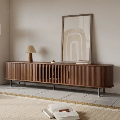 Valeno – Practical TV Unit – Natural Wood with Metal Legs