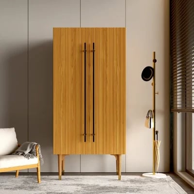 Picture of Levie Natural wood Wardrobe with 2 doors