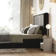 Picture of Aurelia Luxe Upholstered Bed – Black & Gold