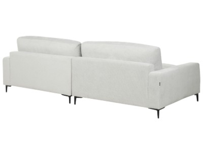 صورة مالڤينا كنبة قماشية على شكل حرف الـ – زاوية جانبية وقاعدة من الخشب الطبيعي