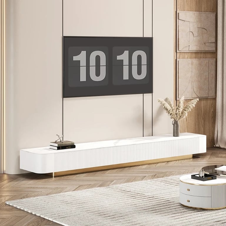 Picture of Marlo – Natural Wood TV Unit with Gold Base & Storage Drawers
