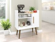 Rivano Coffee Corner Cabinet – Natural Wood Legs & Open Storage