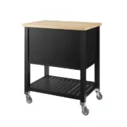 Diwai Rolling Kitchen Cart with Solid Wood Top
