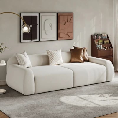 Picture of Lunea Cloud Sofa – Modular 3-Seater with Natural Wood Base
