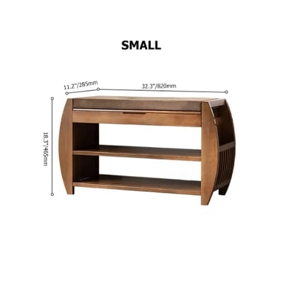 Arvena – Compact Natural Wood Shoe Bench with Storage