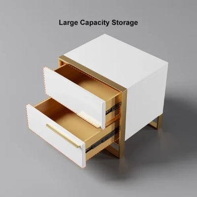 صورة طاولة غرفة نوم خشب طبيعي 2 درج - سيلينا