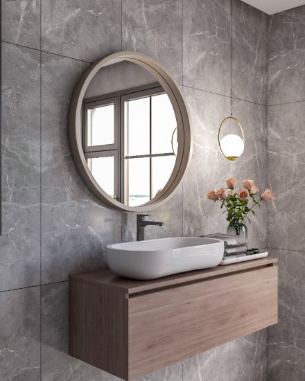 مراية دائرية خشب طبيعي متعددة الإستخدام 60 سم