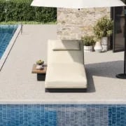 Picture of Lorigin Wooden Outdoor Lounger with side table - Natural wood