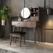 Diffia dresser with chair and mirror - Natural Wood