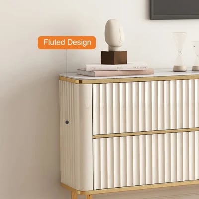 Picture of Monella TV Stand – Natural Wood with Cabinet Door and Storage Drawers