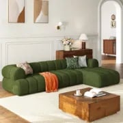 Picture of Verde Sectional Sofa –  Tufted Upholstery & Natural Wood Base