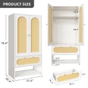 Picture of Pajero Modern wardrobe Natural wood with Rattan