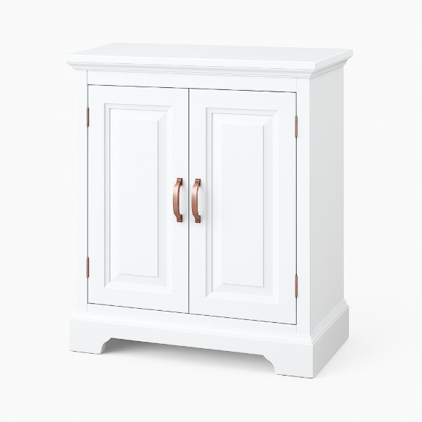 صورة إلوريا – خزانة أرضية للحمام من الخشب الطبيعي مع 3 رفوف