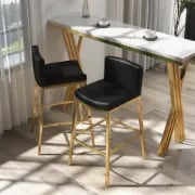 صورة كرسي بار أڤيلين – هيكل معدني ذهبي مع مقعد ومسند ظهر مبطن