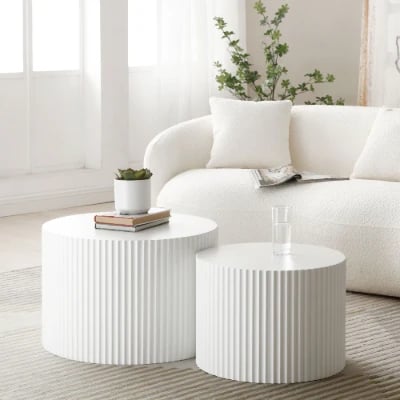 صورة آڤارا  طاولات متداخلة دائرية من الخشب الطبيعي