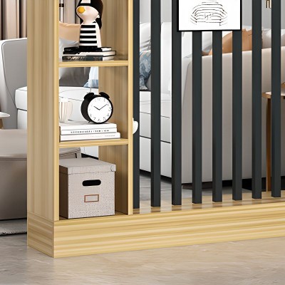 Merin – Natural Wood Room Divider with Shelves on Both Sides