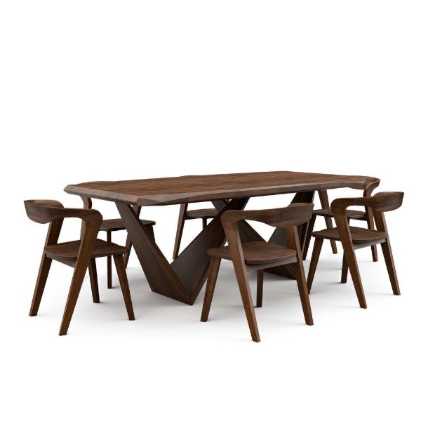 Virel Dining Set – Sculptural Natural Wood Design