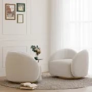 Picture of Auraya Swivel Accent Chair – White Elegance with Gold Base