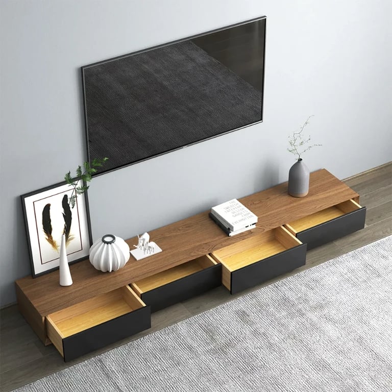 Modern Walnut TV Stand Rectangle Walnut